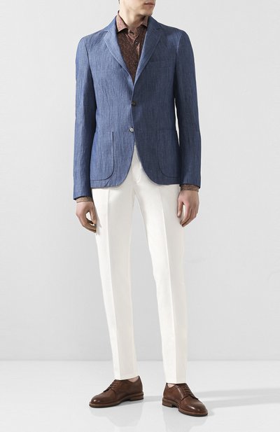 Пиджак из смеси хлопка и льна LORO PIANA синего цвета по цене 179500 руб., арт. FAL0961, фото 2 Пиджак из смеси хлопка и льна LORO PIANA, арт. FAL0961, фото 2