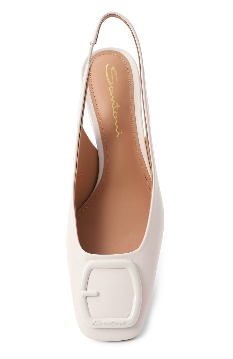 Женские кожаные туфли SANTONI белого цвета, арт. WDMG70342HA2NSZA | Фото 6 (Каблук высота: Средний; Материал внешний: Натуральная кожа; Драгоценные камни: Проставлено; Материал сплава: Проставлено; Подошва: Плоская; Материал внутренний: Натуральная кожа; Каблук тип: Устойчивый; Женское Кросс-КТ: Слингбэки)