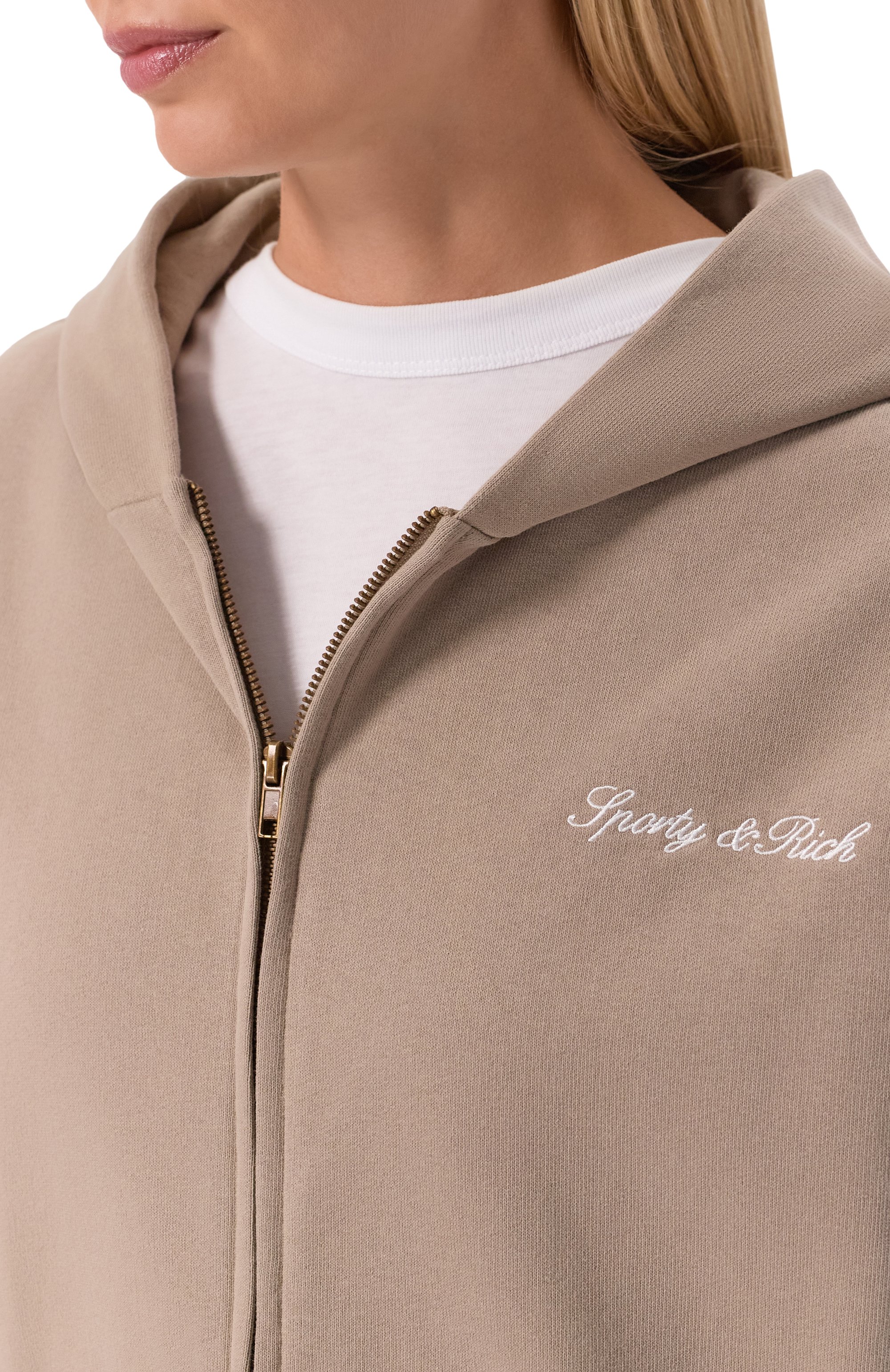 Хлопковая толстовка SPORTY AND RICH бежевого цвета по цене 31450 руб., арт. ST08868326BR08, фото 5 Хлопковая толстовка SPORTY AND RICH, арт. ST08868326BR08, фото 5