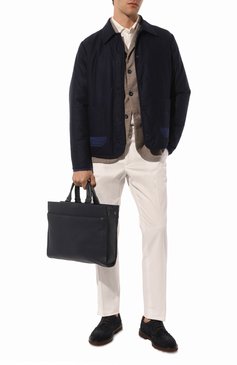 Мужская портфель come LANCEL темно-синего цвета, арт. A12874 | Фото 7 (Ремень/цепочка: На ремешке; Материал сплава: Проставлено; Драгоценные камни: Проставлено; Материал: Натуральная кожа; Размер: large; Сумки-технические: Портфели)