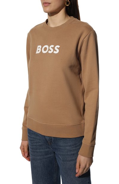 Хлопковый свитшот BOSS бежевого цвета по цене 9780 руб., арт. 50468357, фото 3 Хлопковый свитшот BOSS, арт. 50468357, фото 3