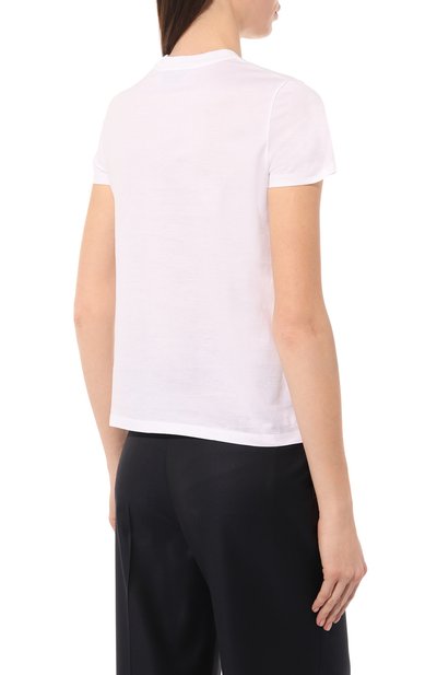 Хлопковая футболка PRADA белого цвета по цене 93000 руб., арт. 3555AR-1YSH-F0N40-211, фото 4 Хлопковая футболка PRADA, арт. 3555AR-1YSH-F0N40-211, фото 4