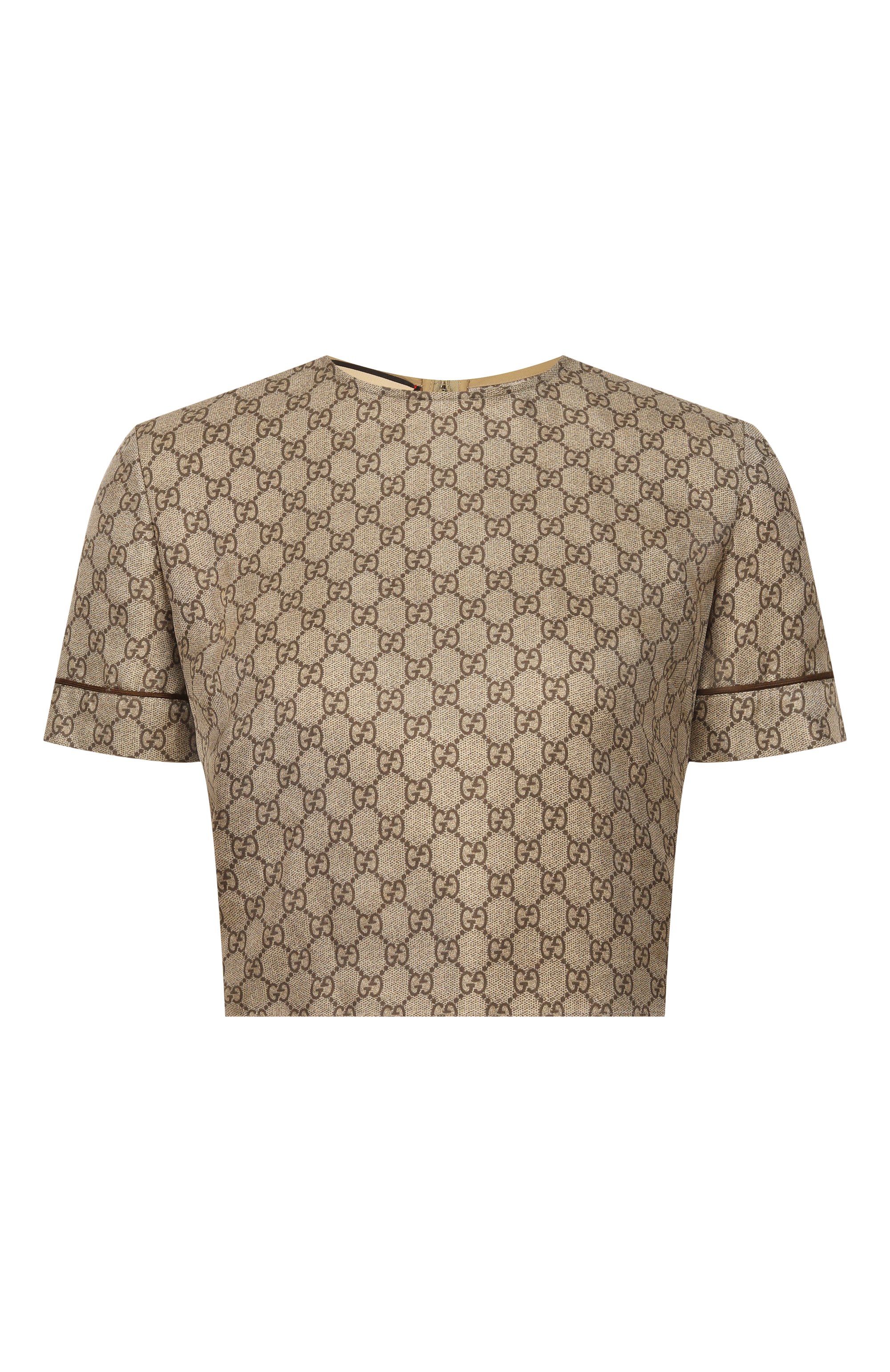 Шелковый топ GUCCI темно-бежевого цвета по цене 106500 руб., арт. 772401/ZANRP, фото 1 Шелковый топ GUCCI, арт. 772401/ZANRP, фото 1