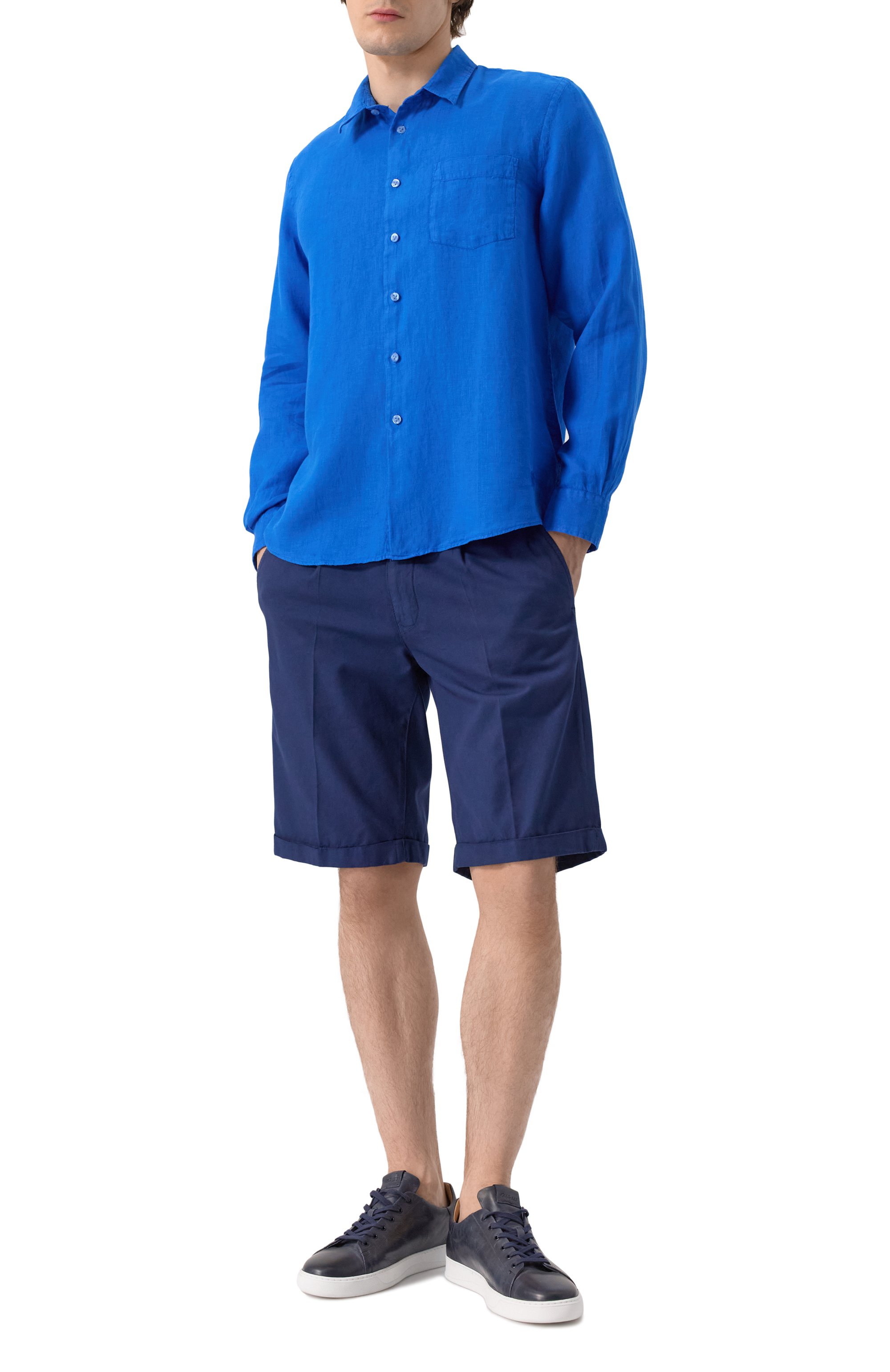 Льняная рубашка VILEBREQUIN синего цвета по цене 34150 руб., арт. CAR0UBIS/H9U10, фото 2 Льняная рубашка VILEBREQUIN, арт. CAR0UBIS/H9U10, фото 2