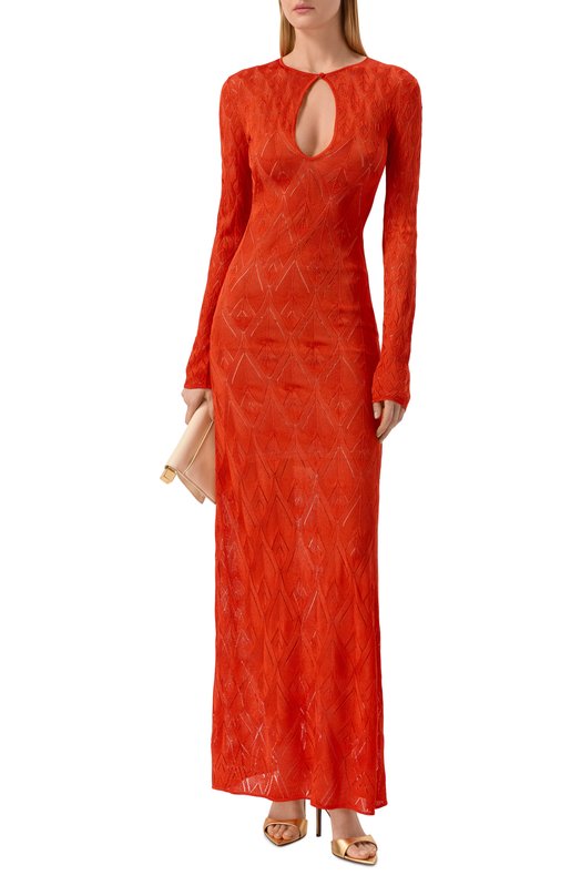 Платье из вискозы Blumarine 2A743A Оранжевый  2A743A Фото 2