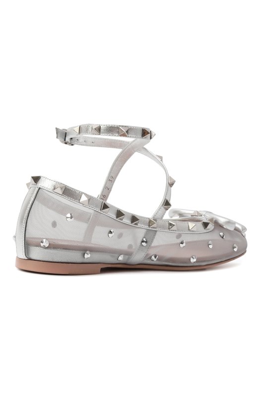 Текстильные балетки Rockstud Valentino 5W2S0HB6/UQX Серебряный  5W2S0HB6/UQX Фото 5