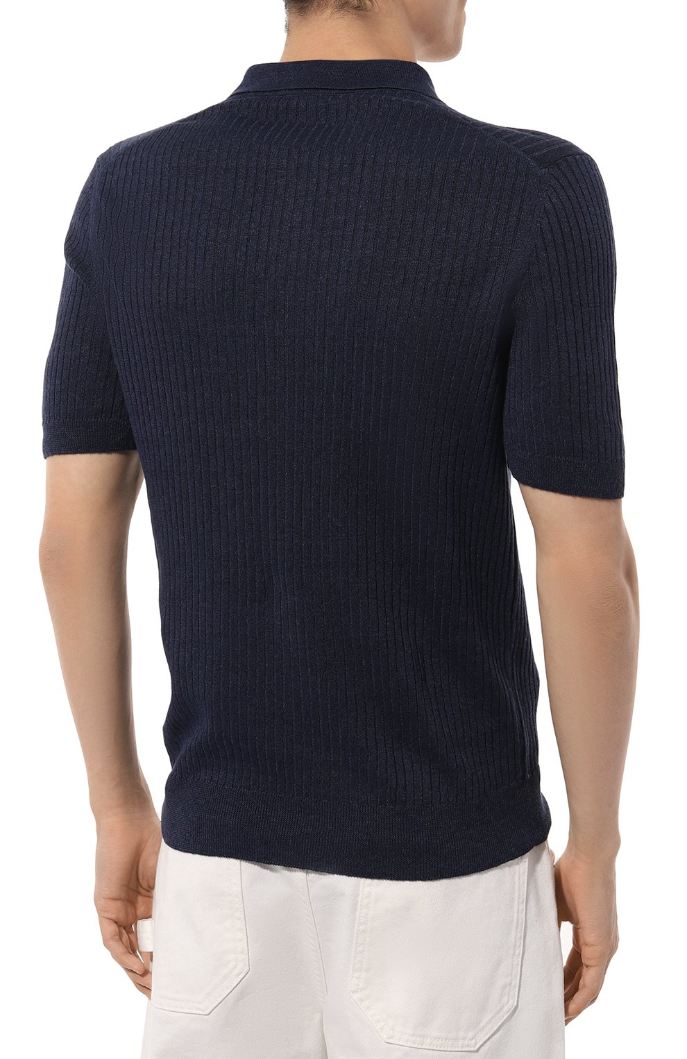 Поло изо льна и хлопка GRAN SASSO темно-синего цвета по цене 31250 руб., арт. 57118/18641, фото 4 Поло изо льна и хлопка GRAN SASSO, арт. 57118/18641, фото 4