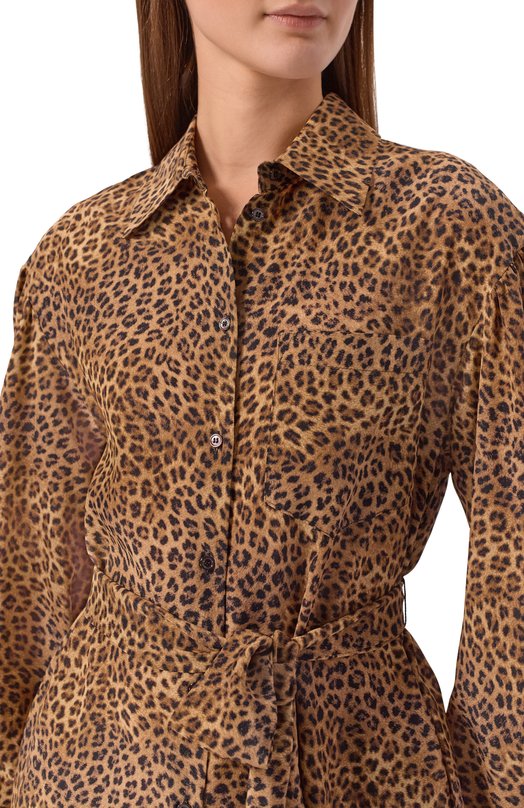 Шелковое платье Weekend Max Mara WKDD0LMEN Леопардовый  WKDD0LMEN Фото 4