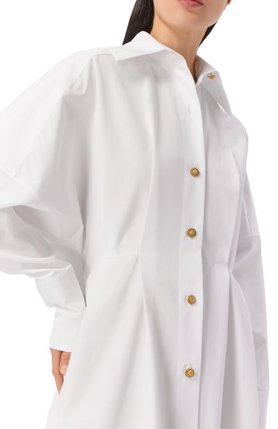 Хлопковое платье-рубашка BALMAIN белого цвета по цене 196500 руб., арт. GF1R9412/CB09, фото 5 Хлопковое платье-рубашка BALMAIN, арт. GF1R9412/CB09, фото 5