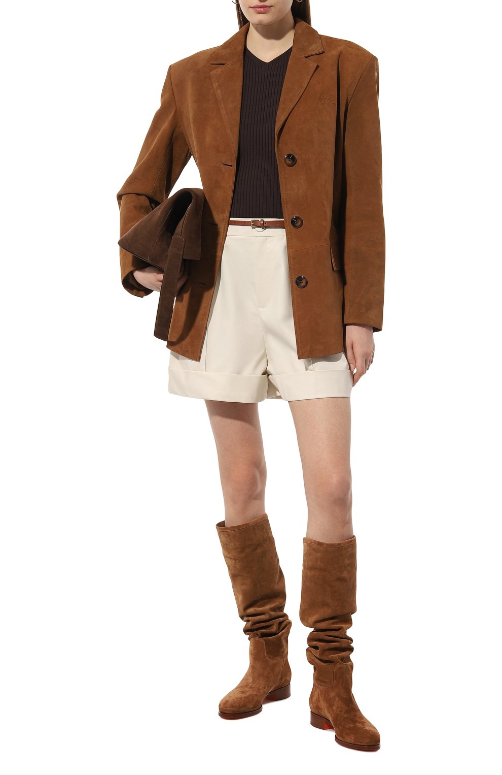 Замшевые сапоги SANTONI коричневого цвета по цене 145000 руб., арт. WSSE59310BA1STV8M40, фото 2 Замшевые сапоги SANTONI, арт. WSSE59310BA1STV8M40, фото 2