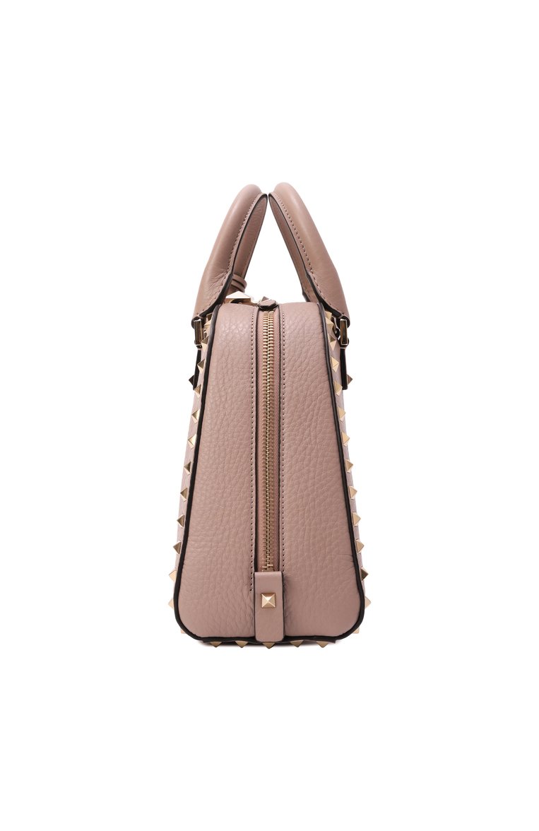 Женская сумка rockstud  VALENTINO светло-бежевого цвета, арт. 6W2B0Q96/VSF | Фото 4 (Ремень/цепочка: На ремешке; Размер: medium; Материал: Натуральная кожа)