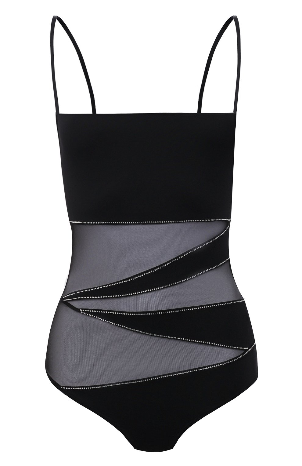 Слитный купальник со стразами NATAYAKIM черного цвета по цене 29000 руб., арт. NY-013/19S, фото 1 Слитный купальник со стразами NATAYAKIM, арт. NY-013/19S, фото 1