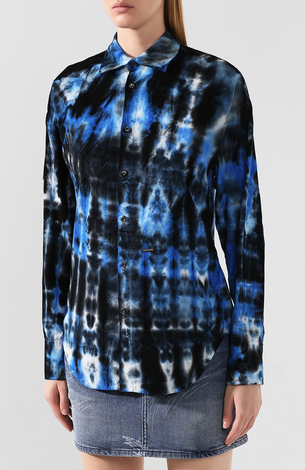 Хлопковая рубашка DSQUARED2 синего цвета по цене 36350 руб., арт. S72DL0612/S49253, фото 3 Хлопковая рубашка DSQUARED2, арт. S72DL0612/S49253, фото 3