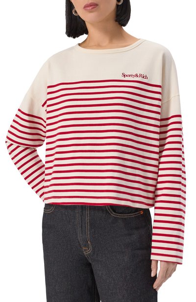 Хлопковый лонгслив SPORTY AND RICH кремового цвета по цене 15800 руб., арт. T0035508300ST15, фото 3 Хлопковый лонгслив SPORTY AND RICH, арт. T0035508300ST15, фото 3