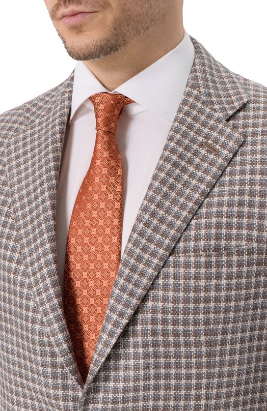 Шелковый галстук Brunello Cucinelli MR8360018 Оранжевый  MR8360018 Фото 2