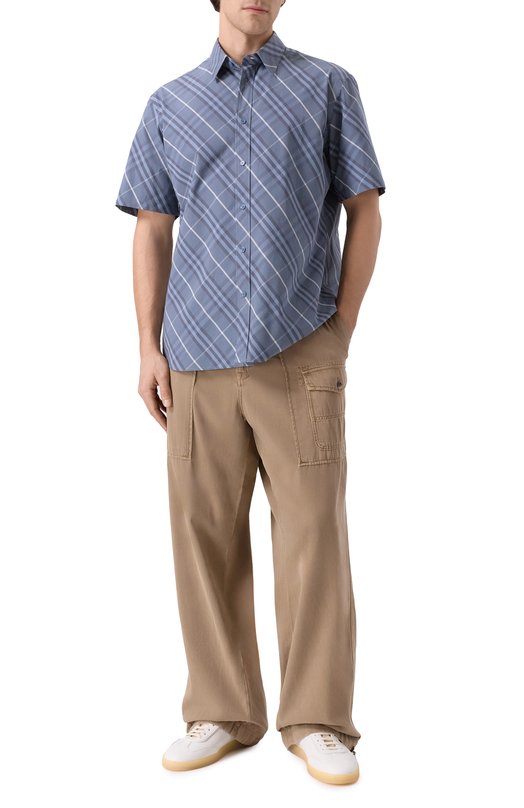 Хлопковая рубашка Burberry 8109517 Голубой  8109517 Фото 2