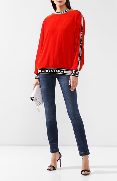 Бархатный свитшот DOLCE & GABBANA оранжевого цвета по цене 156500 руб., арт. F9G39T/FUVJK, фото 2 Бархатный свитшот DOLCE & GABBANA, арт. F9G39T/FUVJK, фото 2