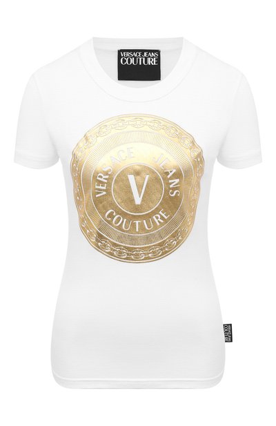 Женская хлопковая футболка VERSACE JEANS COUTURE, арт. B2HZA7TC-ZDP608 SLIM 47 F0IL/30319