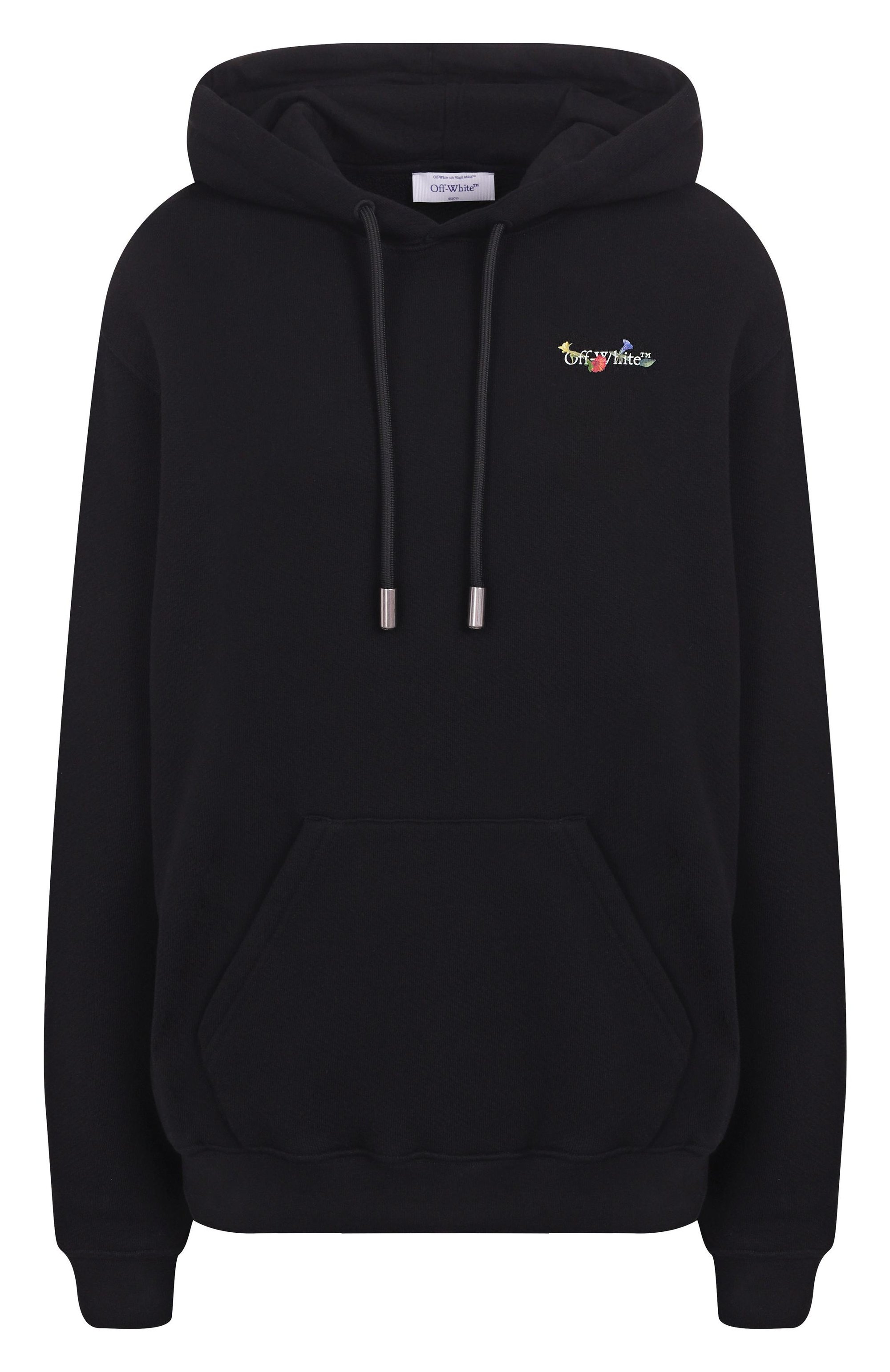 Хлопковое худи OFF-WHITE черного цвета по цене 84950 руб., арт. 0WBB064S25FLE001, фото 1 Хлопковое худи OFF-WHITE, арт. 0WBB064S25FLE001, фото 1