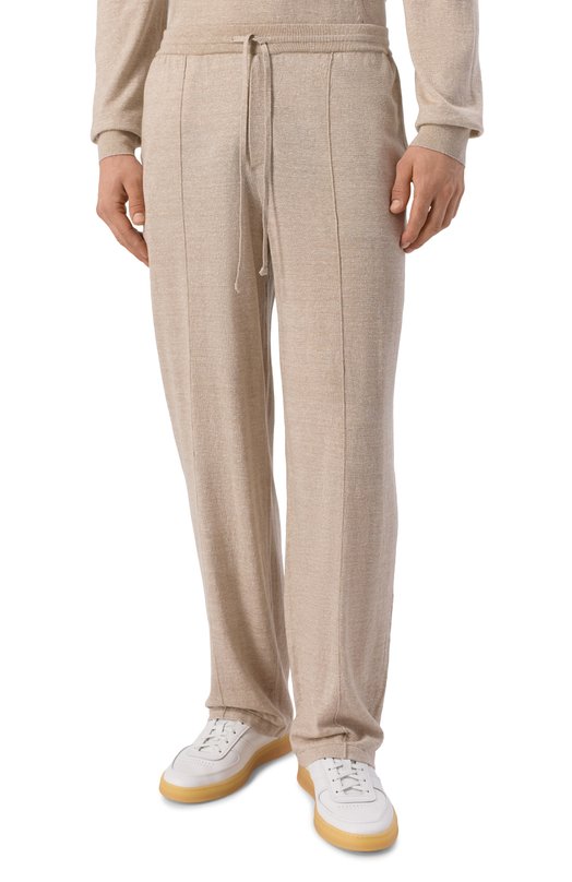 Брюки из шерсти и льна 12 STOREEZ 137224 Бежевый  137224 Фото 3
