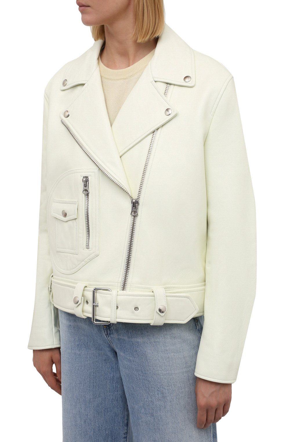 Кожаная куртка ACNE STUDIOS кремового цвета по цене 219000 руб., арт. A70066, фото 3 Кожаная куртка ACNE STUDIOS, арт. A70066, фото 3