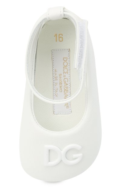 Кожаные пинетки DOLCE & GABBANA белого цвета по цене 28500 руб., арт. DK0065/A1293, фото 4 Кожаные пинетки DOLCE & GABBANA, арт. DK0065/A1293, фото 4