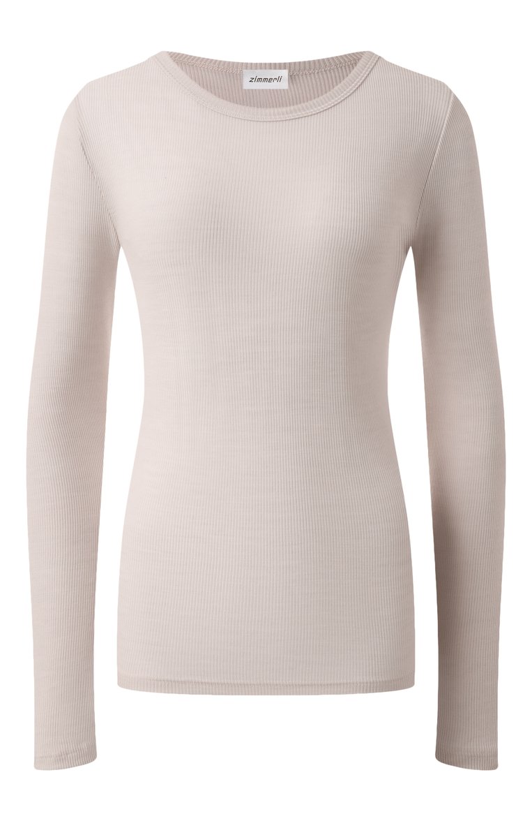 Женская лонгслив из шерсти и шелка ZIMMERLI кремового цвета, арт. 370-53020 | Фото 1 (Материал внешний: Шелк, Шерсть; Нос: Не проставлено)