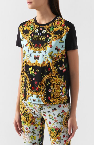 Хлопковая футболка VERSACE JEANS COUTURE разноцветного цвета по цене 16150 руб., арт. B2HUA7EP-UDP613 53/36242, фото 3 Хлопковая футболка VERSACE JEANS COUTURE, арт. B2HUA7EP-UDP613 53/36242, фото 3