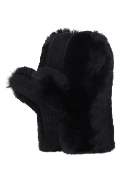 Женские шерстяные варежки с мехом кролика YVES SALOMON, арт. 26WAA511XXMACL