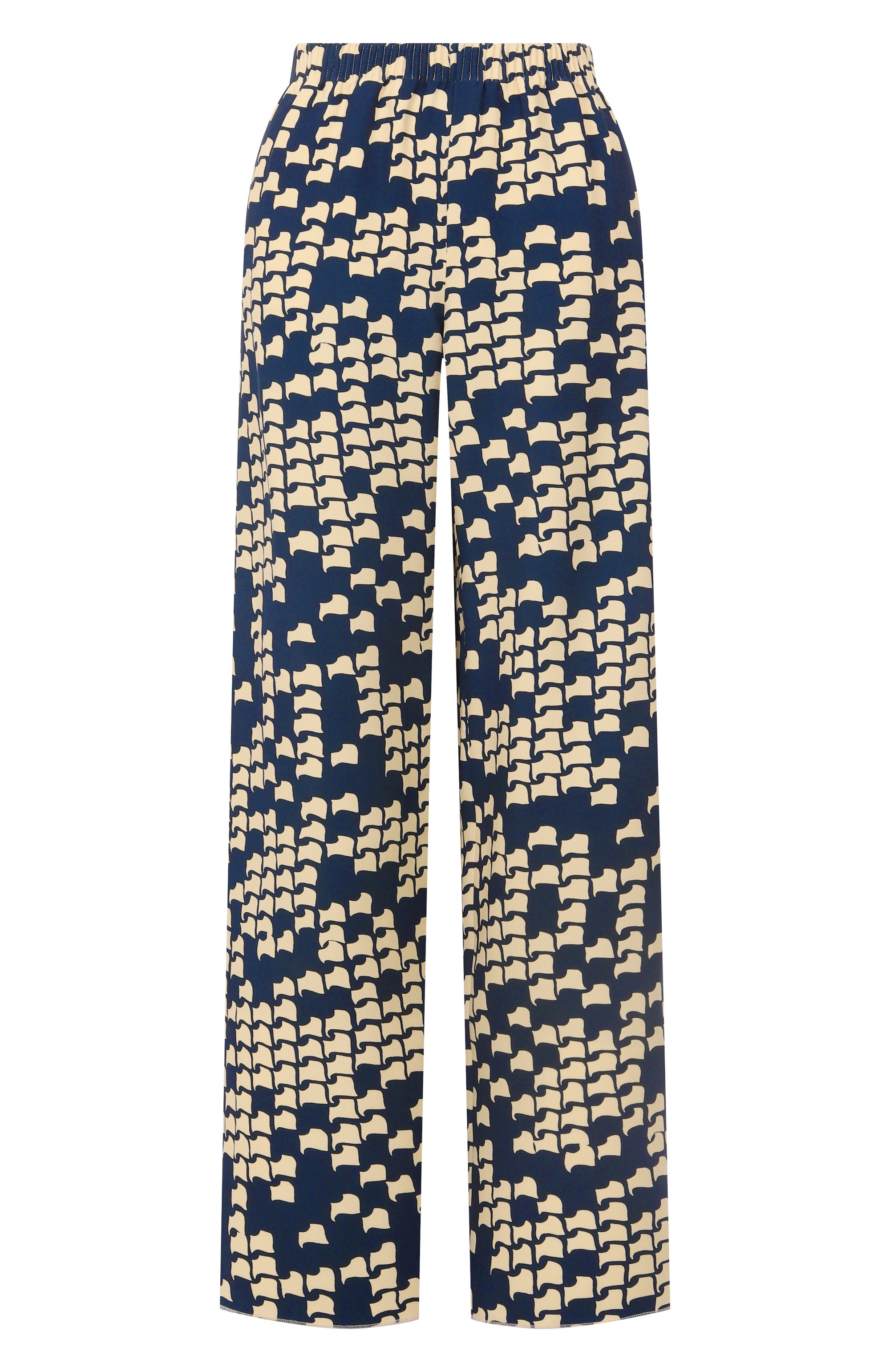 Шелковые брюки VALENTINO синего цвета по цене 398000 руб., арт. 6B3RB68993Q, фото 1 Шелковые брюки VALENTINO, арт. 6B3RB68993Q, фото 1