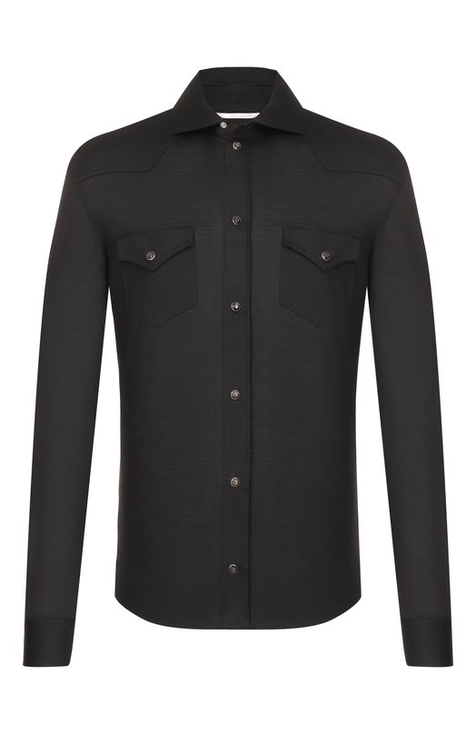 Шерстяная рубашка Marco Pescarolo RIB0T/53Y04 Чёрный RIB0T/53Y04