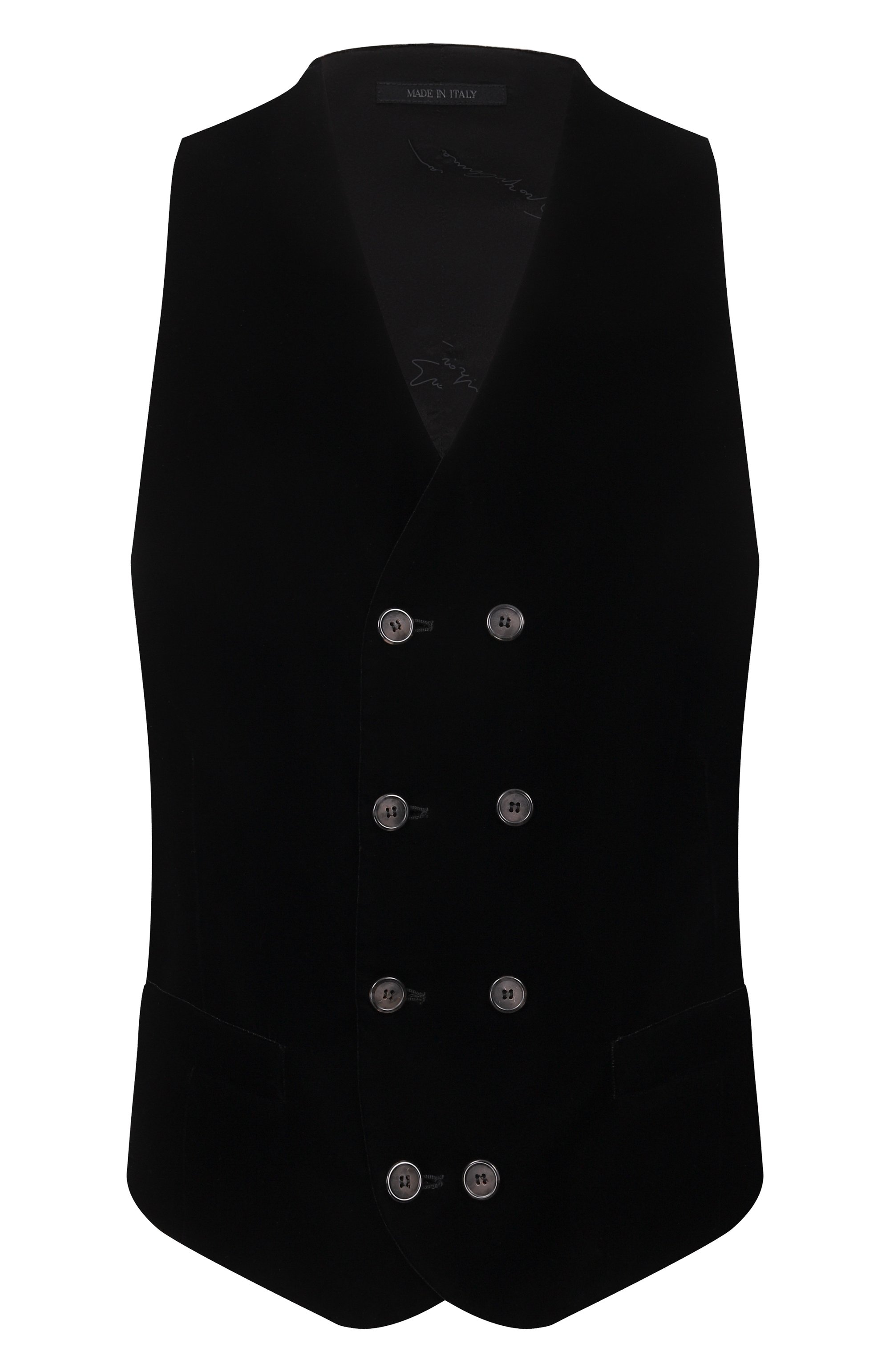 Бархатный жилет GIORGIO ARMANI черного цвета по цене 111000 руб., арт. 0WGGK01T/T0025, фото 1 Бархатный жилет GIORGIO ARMANI, арт. 0WGGK01T/T0025, фото 1