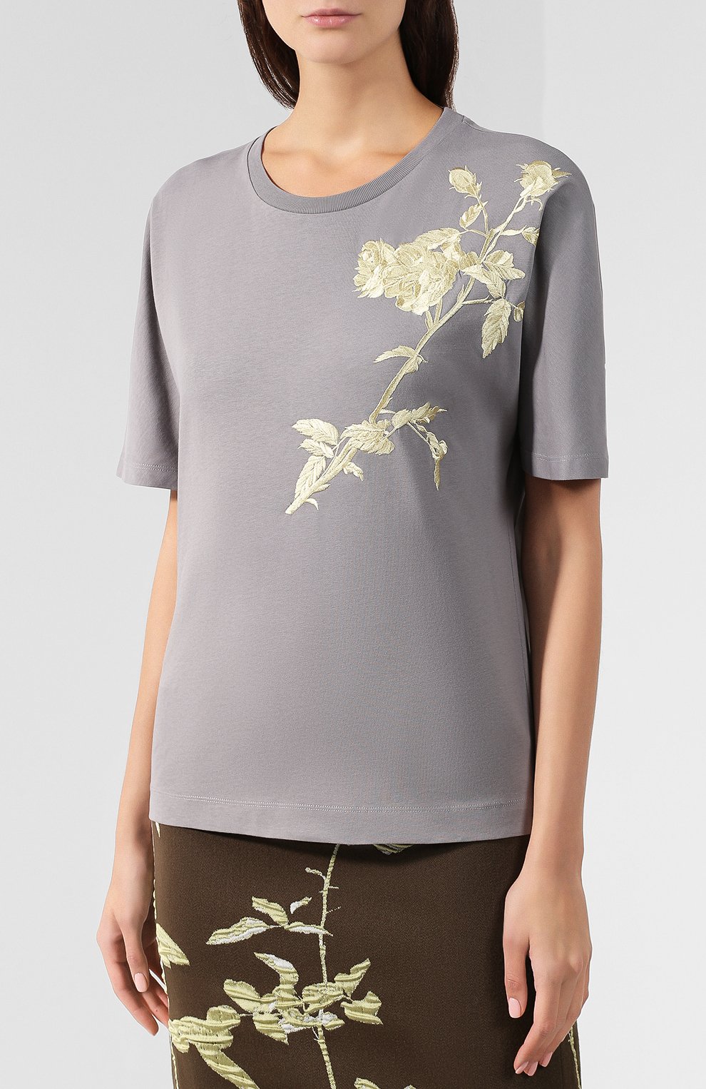 Хлопковая футболка DRIES VAN NOTEN серого цвета по цене 11650 руб., арт. 192-31138-8615, фото 3 Хлопковая футболка DRIES VAN NOTEN, арт. 192-31138-8615, фото 3