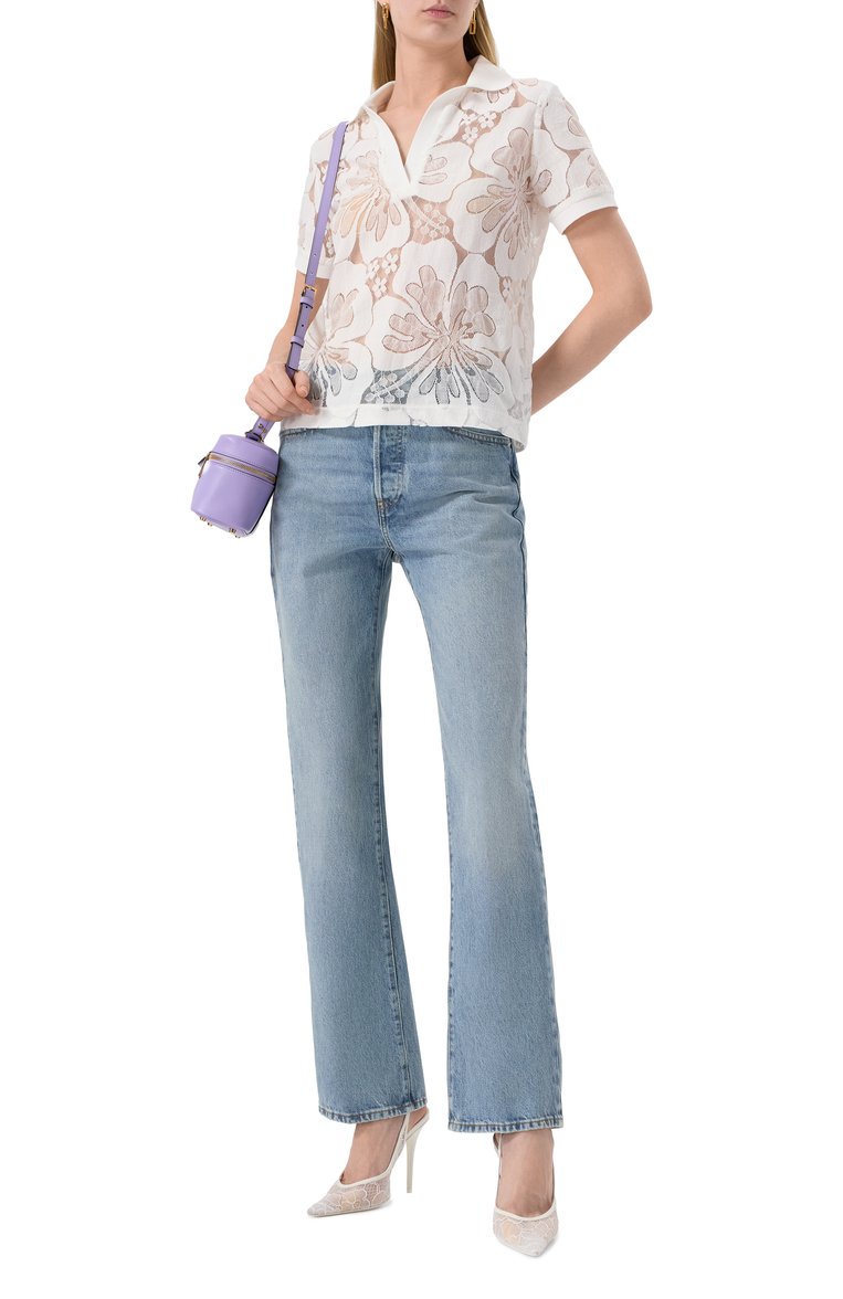 Женские джинсы FRAME DENIM голубого цвета, арт. 1005210 | Фото 2 (Длина (брюки, джинсы): Стандартные; Материал внешний: Хлопок, Деним; Автоматизация ТО: Проставлено; Автоматизация состава: Проставлено; Силуэт Ж (брюки и джинсы): Прямые; Кросс-КТ: Деним; Детали: Делаве; Стили: Кэжуэл)