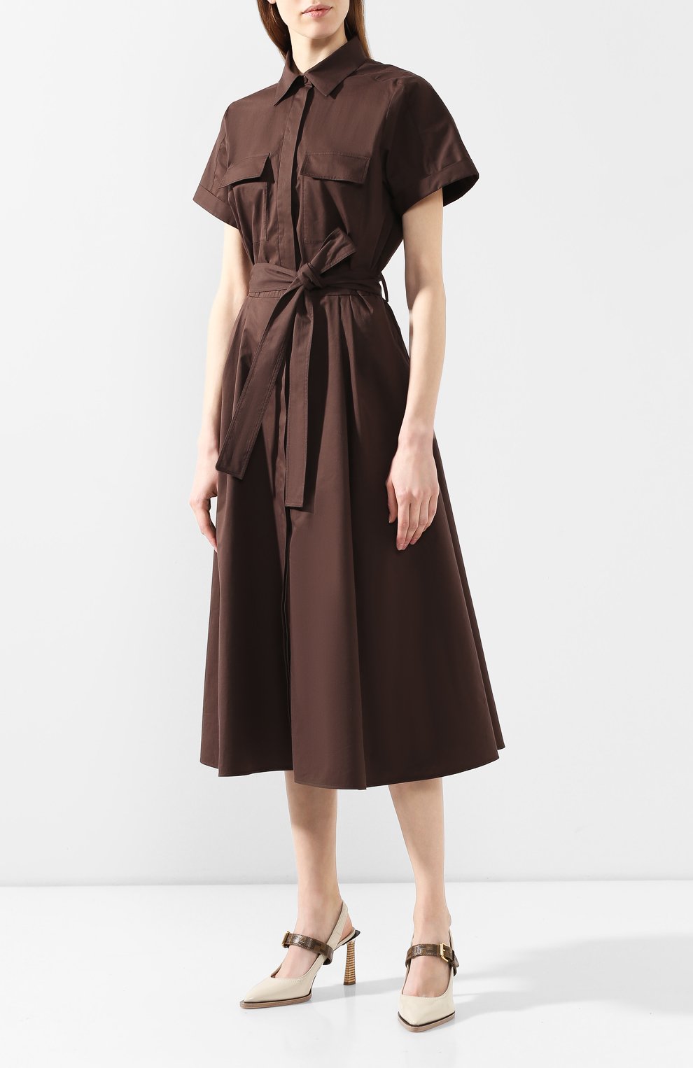 Хлопковое платье LORO PIANA коричневого цвета по цене 257500 руб., арт. FAL1183, фото 3 Хлопковое платье LORO PIANA, арт. FAL1183, фото 3