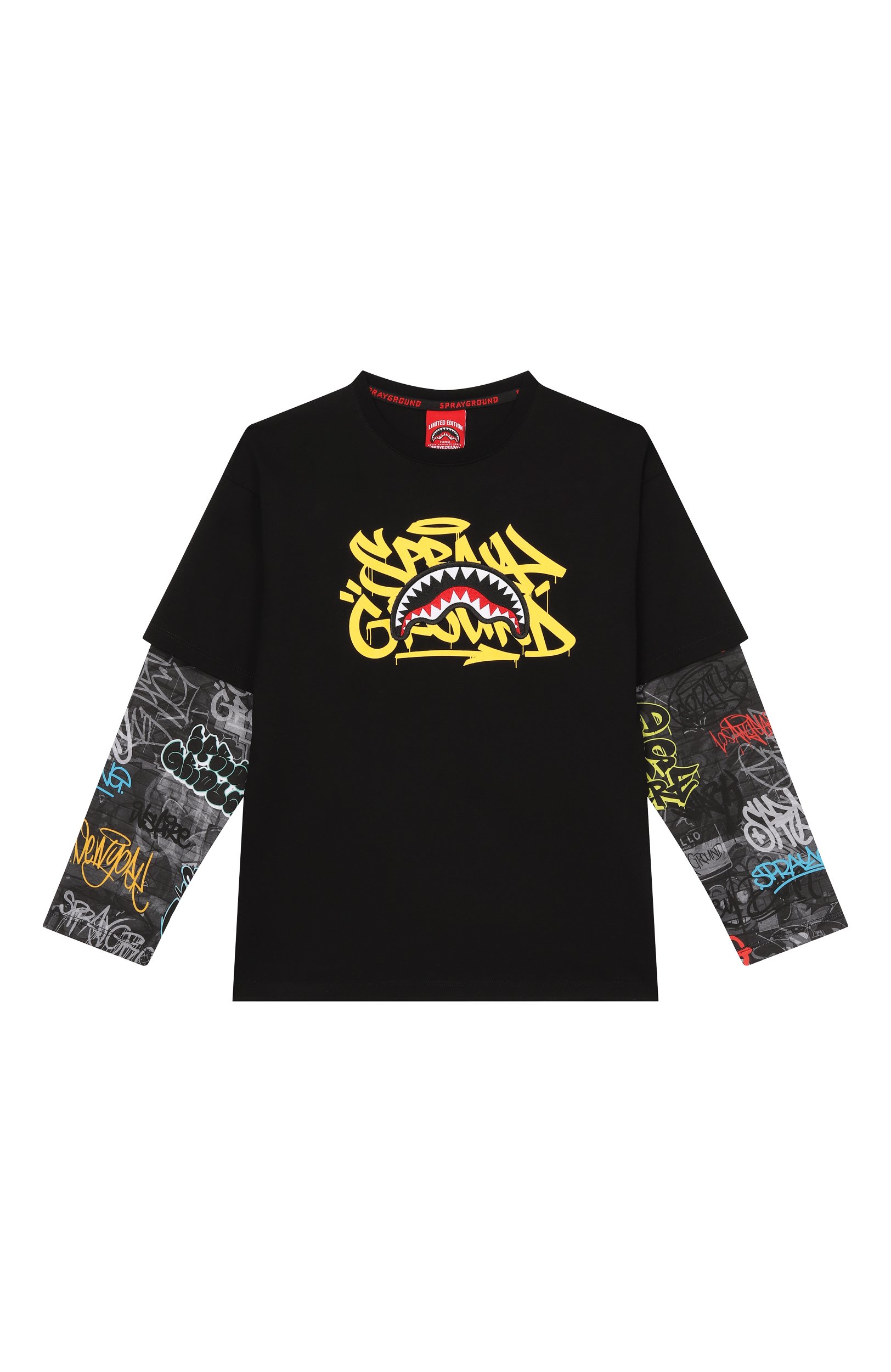 Хлопковый лонгслив SPRAYGROUND, арт. SPY1500BLK/SPRAYGR0UND TAG D0UBLE 0VER T-SHIRT BLK, фото 1