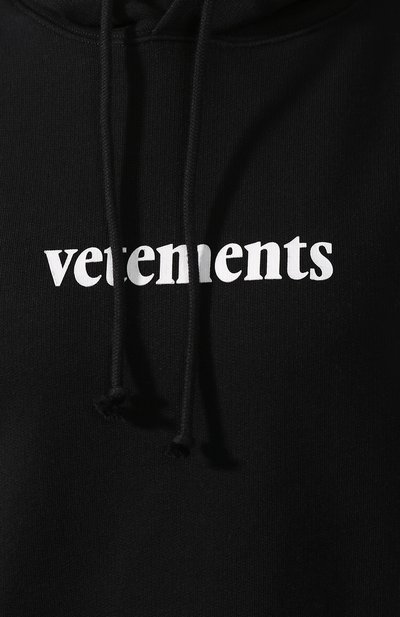 Хлопковое худи VETEMENTS черного цвета по цене 49350 руб., арт. SS20TR311 1620/W/BLACK, фото 5 Хлопковое худи VETEMENTS, арт. SS20TR311 1620/W/BLACK, фото 5