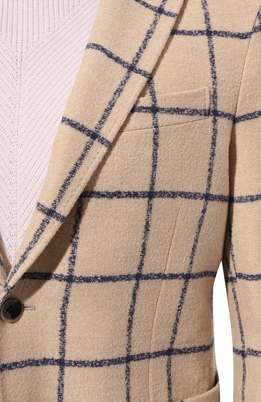 Пиджак из шерсти и шелка Nuti and Co Кремовый, фото 5