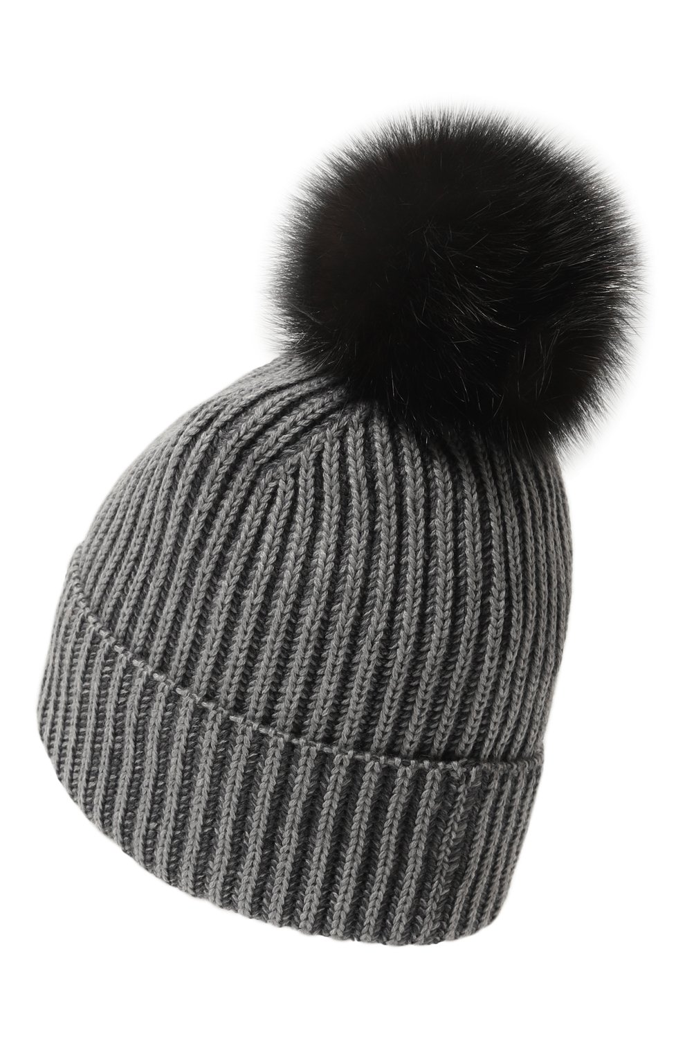 Шерстяная шапка с отделкой из соболя BLACK SABLE серого цвета по цене 57000 руб., арт. BS-47CC11, фото 3 Шерстяная шапка с отделкой из соболя BLACK SABLE, арт. BS-47CC11, фото 3