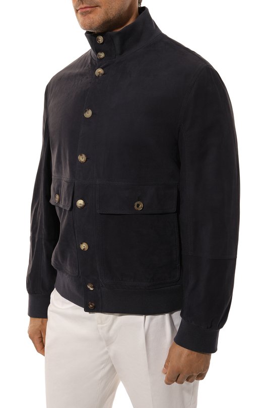 Замшевый бомбер Brunello Cucinelli MPNAB1929 Синий  MPNAB1929 Фото 3