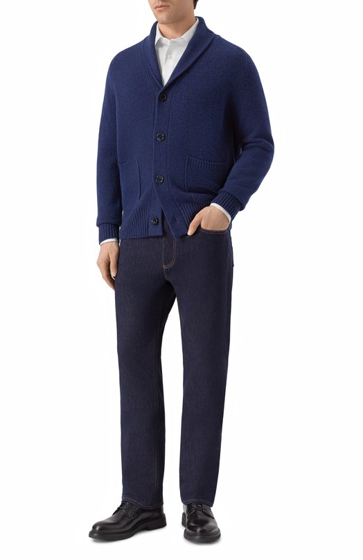 Шерстяной кардиган Andrea Campagna M5625-6452T Синий  M5625-6452T Фото 2
