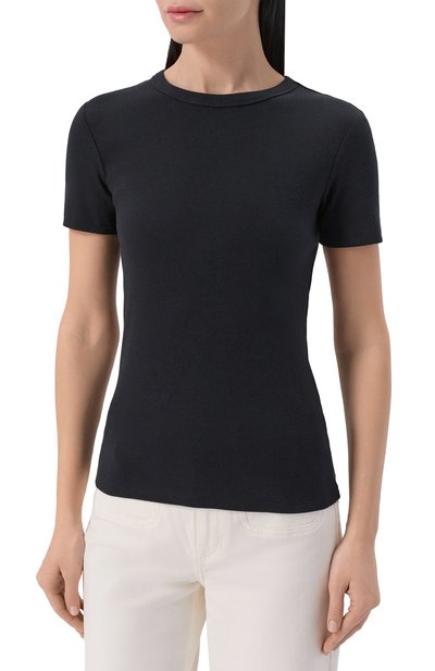 Футболка из хлопка и шелка 12 STOREEZ черного цвета по цене 5300 руб., арт. 137762, фото 3 Футболка из хлопка и шелка 12 STOREEZ, арт. 137762, фото 3