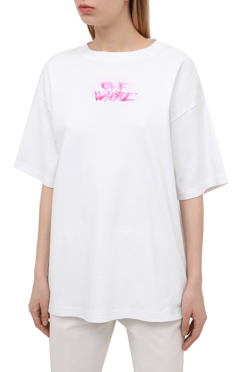 Хлопковая футболка OFF-WHITE белого цвета по цене 28600 руб., арт. 0WAA091S21JER001, фото 3 Хлопковая футболка OFF-WHITE, арт. 0WAA091S21JER001, фото 3
