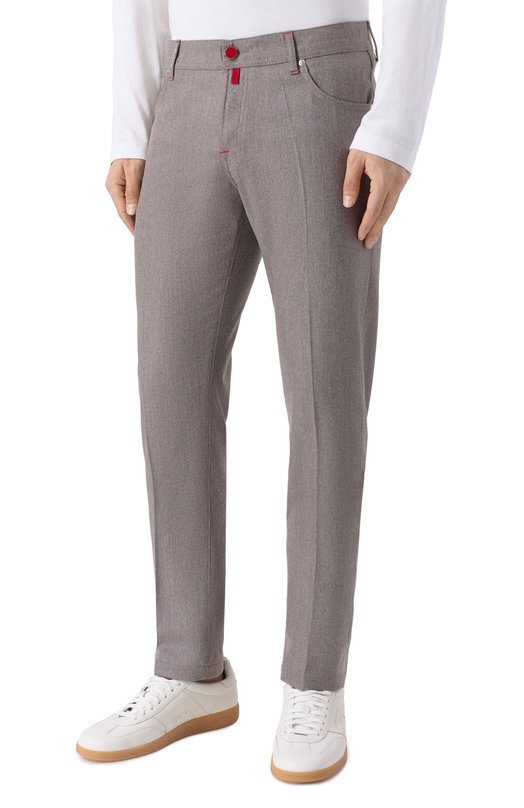 Шерстяные брюки Kiton UPNJSK0171H02 Бежевый  UPNJSK0171H02 Фото 3