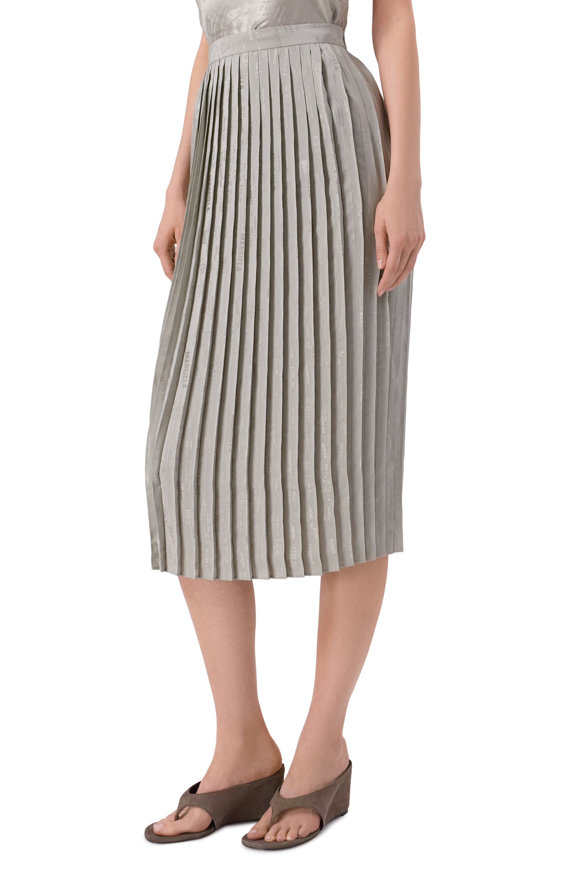 Плиссированная юбка MM6 серого цвета по цене 78900 руб., арт. S52MA0199/M35737, фото 3 Плиссированная юбка MM6, арт. S52MA0199/M35737, фото 3