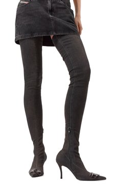 Женские текстильные ботфорты d-venus tbt DIESEL черного цвета, арт. Y03316/P5523 | Фото 3 (Материал внешний: Текстиль; Каблук высота: Высокий; Драгоценные камни: Проставлено; Материал сплава: Проставлено; Материал внутренний: Натуральная кожа; Подошва: Плоская; Каблук тип: Шпилька; Материал утеплителя: Без утеплителя)