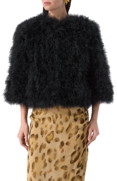 Жакет с отделкой перьями YVES SALOMON черного цвета по цене 85800 руб., арт. 23WAV15454PLUX/C99, фото 3 Жакет с отделкой перьями YVES SALOMON, арт. 23WAV15454PLUX/C99, фото 3