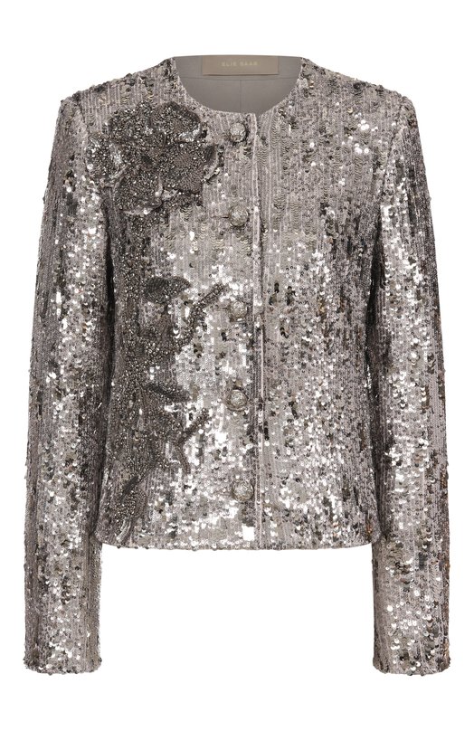 Жакет с отделкой пайетками Elie Saab J0151NP25/PA009 Серебряный J0151NP25/PA009