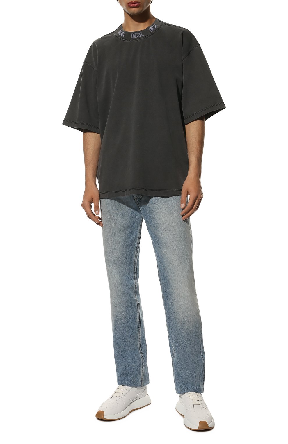 Хлопковая футболка DIESEL темно-серого цвета по цене 9950 руб., арт. A06262/0JFAX, фото 2 Хлопковая футболка DIESEL, арт. A06262/0JFAX, фото 2