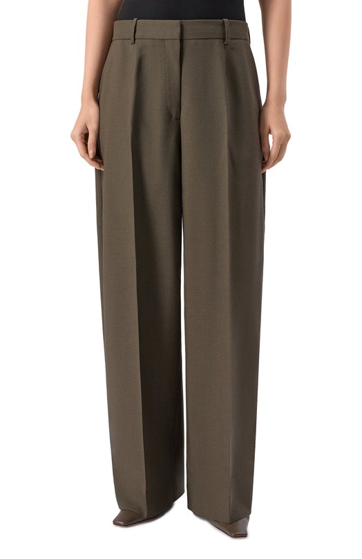 Шерстяные брюки TOTEME 254-WRB0303-FB0537 Хаки  254-WRB0303-FB0537 Фото 3